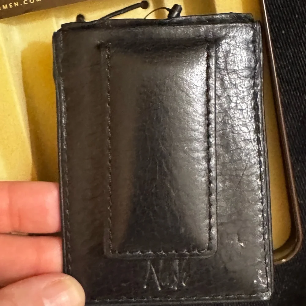 Patricia Nash Black Leather Magnetic Money Clip Card Case